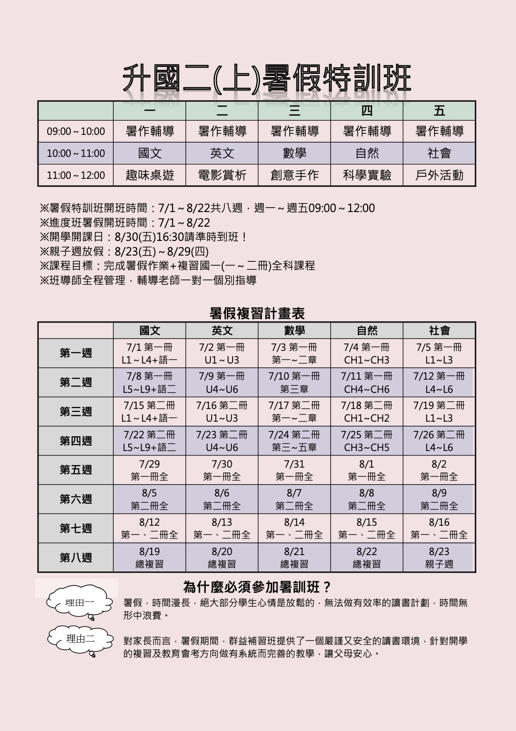 113國二上菁英班暑假特訓